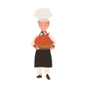 پیش‌نمایش فایل young-chef-in-chef-hat-and-apron-is-serving-whole-roasted-turkey-10085214 از پک پسر سرآشپز کوچک