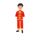 پیش‌نمایش فایل boy-in-chinese-traditional-dress-giving-salute-10250131 از پک پسر با لباس سنتی چینی