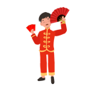 پیش‌نمایش فایل boy-in-chinese-traditional-dress-holding-red-envelope-and-hand-fan-10250145 از پک پسر با لباس سنتی چینی