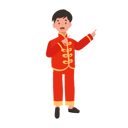 پیش‌نمایش فایل boy-in-chinese-traditional-dress-showing-direction-10250141 از پک پسر با لباس سنتی چینی