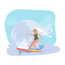 پیش‌نمایش فایل girl-surfing-with-surfboard-on-big-wave-11012282 از پک در ساحل