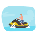 پیش‌نمایش فایل man-on-jet-ski-sped-across-the-sparkling-11012278 از پک در ساحل