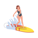 پیش‌نمایش فایل woman-surfing-with-surfboard-11012281 از پک در ساحل