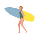 پیش‌نمایش فایل woman-walking-to-the-sea-with-surfboards-on-beach-11012268 از پک در ساحل