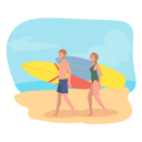 پیش‌نمایش فایل young-friends-with-surfboards-11012266 از پک در ساحل