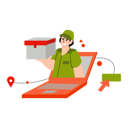 پیش‌نمایش فایل delivery-woman-delivers-online-order-4634010 از پک پیک تحویل