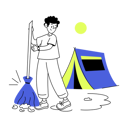 پیش‌نمایش فایل boy-cleaning-campsite-using-broom-stick-9113088 از پک کمپینگ