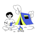 پیش‌نمایش فایل boy-using-phone-while-camping-alone-9113085 از پک کمپینگ