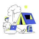 پیش‌نمایش فایل man-working-on-laptop-at-camping-site-9113097 از پک کمپینگ