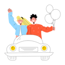پیش‌نمایش فایل couple-riding-car-9349467 از پک دوستان و مهمانی