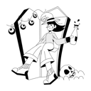 پیش‌نمایش فایل girl-and-witch-coffin-9310124 از پک هالووین
