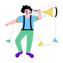 پیش‌نمایش فایل clown-trumpet-9696327 از پک دلقک