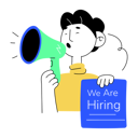 پیش‌نمایش فایل hr-manager-doing-advertisement-for-job-hiring-10810313 از پک کارمند و حرفه