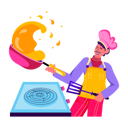 پیش‌نمایش فایل chef-doing-flipping-pan-trick-12174487 از پک آماده‌سازی غذا