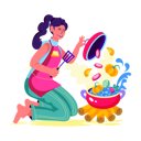 پیش‌نمایش فایل girl-cooking-food-on-campfire-12174492 از پک آماده‌سازی غذا
