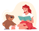 پیش‌نمایش فایل girl-reading-book-while-sitting-with-teddy-bear-4538663 از پک آموزش و پرورش