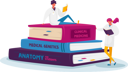پیش‌نمایش فایل tiny-medical-interns-characters-in-white-robe-studying-medicine-disciplines-on-read-on-huge-books-pile-prepare-for-exam-4704813 از پک سلامت و پزشکی