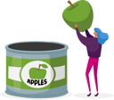 پیش‌نمایش فایل woman-packing-fresh-apples-into-tin-can-4704365 از پک غذا و نوشیدنی