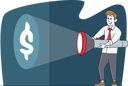 پیش‌نمایش فایل business-man-holding-huge-flashlight-lighting-up-dollar-sign-on-wall-4705281 از پک کسب‌وکار و امور مالی - نسخه 6