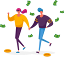 پیش‌نمایش فایل cheerful-shopaholic-couple-with-money-bills-make-purchases-and-buy-gifts-4704870 از پک سرگرمی‌ها