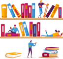 پیش‌نمایش فایل women-and-men-reading-in-library-sitting-on-shelves-with-books-4704291 از پک آموزش و پرورش