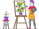 پیش‌نمایش فایل artist-woman-with-paints-palette-and-brush-in-hands-stand-in-front-of-easel-canvas-painting-flower-4705560 از پک سرگرمی‌ها - نسخه 2