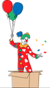 پیش‌نمایش فایل female-clown-pop-up-from-carton-box-with-balloons-4705540 از پک سرگرمی‌ها - نسخه 2