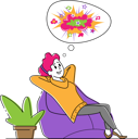 پیش‌نمایش فایل female-sitting-on-beanbag-in-relaxed-posture-dreaming-and-imagine-colorful-pictures-4705553 از پک سرگرمی‌ها - نسخه 2