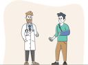 پیش‌نمایش فایل injured-man-with-broken-hand-communicate-with-doctor-get-medicine-remedy-4705509 از پک مراقبت بهداشتی و پزشکی