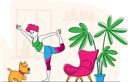 پیش‌نمایش فایل woman-doing-stretching-or-yoga-exercises-at-home-4705690 از پک ورزش ۲