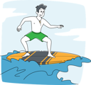 پیش‌نمایش فایل young-man-surfer-character-in-swim-wear-riding-big-sea-wave-on-board-4705692 از پک ورزش ۲