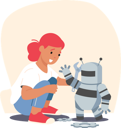 پیش‌نمایش فایل cute-girl-playing-with-robot-4981059 از پک کودکان
