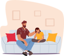 پیش‌نمایش فایل father-and-crying-daughter-sitting-on-sofa-in-room-4981081 از پک کودکان