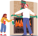 پیش‌نمایش فایل father-and-daughter-decorating-home-4980994 از پک تعطیلات و مهمانی‌ها