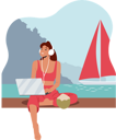 پیش‌نمایش فایل female-freelancer-working-on-vacation-5273502 از پک افراد