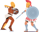پیش‌نمایش فایل ancient-roman-armored-spartan-warriors-fight-on-swords-5551871 از پک افراد با سبک وینتیج