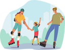 پیش‌نمایش فایل mother-father-and-little-daughter-skating-rollers-5683177 از پک کودکان و خانواده