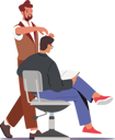 پیش‌نمایش فایل hairdresser-barber-doing-hairstyle-to-young-male-client-sitting-on-chair-reading-magazine-6497228 از پک زیبایی و مد