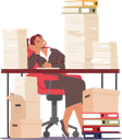 پیش‌نمایش فایل tired-business-woman-sleeping-at-workplace-with-heaps-of-documents-and-paperwork-6497232 از پک افراد کسب و کار