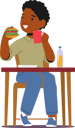 پیش‌نمایش فایل african-boy-eating-burger-while-sitting-on-table-6497483 از پک فعالیت‌های کودکان