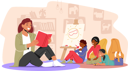 پیش‌نمایش فایل kindergarten-teacher-reading-chapter-to-kids-6497491 از پک فعالیت‌های کودکان