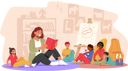 پیش‌نمایش فایل kindergarten-teacher-reading-story-to-kids-6497489 از پک فعالیت‌های کودکان