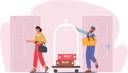 پیش‌نمایش فایل hotel-staff-meeting-guest-in-hall-carrying-luggage-by-cart-6497629 از پک سفر