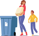 پیش‌نمایش فایل mother-and-son-throw-garbage-into-containers-6497424 از پک محیط زیست