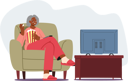 پیش‌نمایش فایل black-senior-woman-eating-popcorn-with-watching-tv-6497360 از پک افراد سالمندان