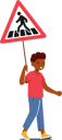 پیش‌نمایش فایل kid-holding-road-sign-pedestrian-passing-crossroad-by-zebra-7933246 از پک کودکان