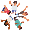 پیش‌نمایش فایل children-stand-in-circle-look-up-and-laugh-7933564 از پک کودکان شاد