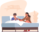 پیش‌نمایش فایل mother-worried-about-sick-son-while-giving-him-hot-beverage-7933503 از پک خانواده و کودکان