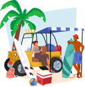پیش‌نمایش فایل couple-travels-in-car-on-beach-8687269 از پک سفر