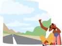 پیش‌نمایش فایل traveler-woman-with-backpack-sitting-on-the-side-of-the-road-with-thumb-out-8687276 از پک سفر